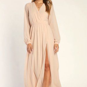 Lulus Wondrous Water Lilies Blush Pink Maxi Dress